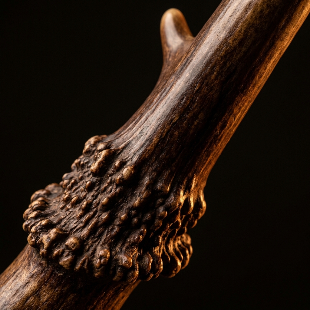 Detail shot of restored antler texture and color